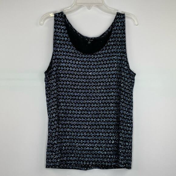 Blue Sage Vintage glittery shimmer tank blouse 90s Y2K evening artsy size Large - Picture 2 of 11